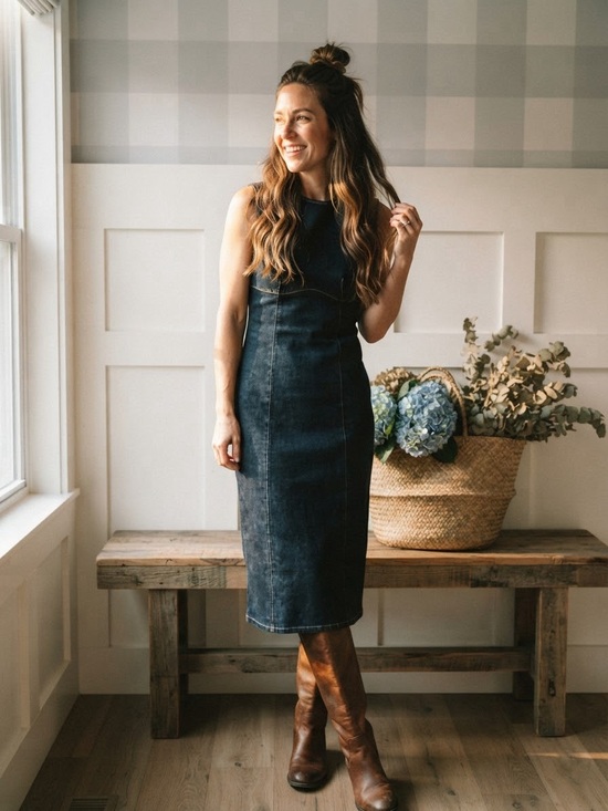 Zara Dresses & Skirts - Zara Classic Sleeveless Midi Dress in Dark Denim XS